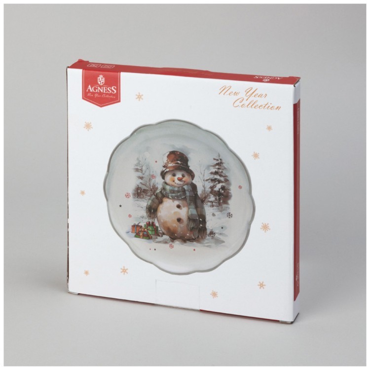 Тарелка закусочная agness "с новым годом!" 20,3*2 см Agness (358-2266)