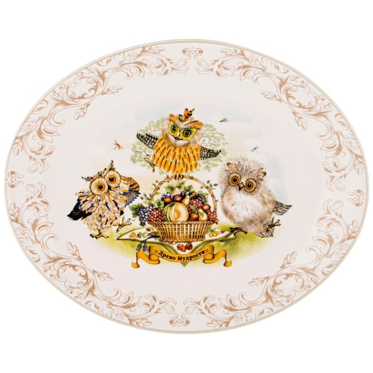 Блюдо овальное "дерево мудрости" 31,5*25,5 см. высота=3 см. Agness (358-1880)