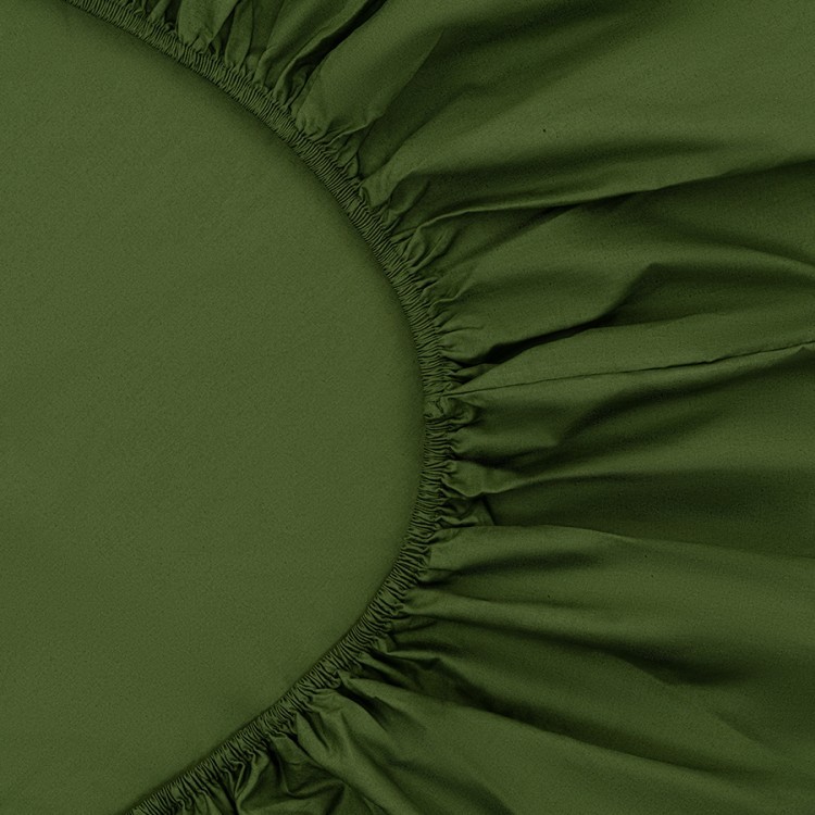 Простыня на резинке из перкаля травянисто-зеленого цвета из коллекции stripes, 160х200х30см (80932)