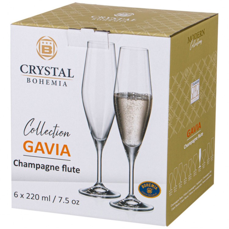 Набор бокалов для шампанского "gavia" из 6шт 220мл Crystal Bohemia (669-382)