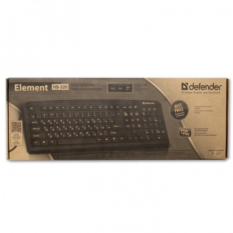 Клавиатура проводная PS/2 Defender Element HB-520 (45520) (1) (84579)