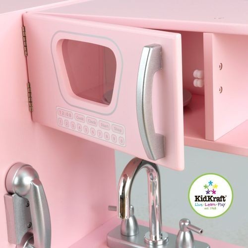 Кухня детская из дерева "Винтаж", цвет Розовый (Pink Vintage Kitchen) (53179_KE)