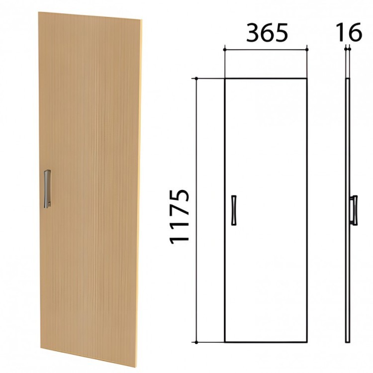Дверь ЛДСП средняя Монолит 365х16х1175 мм цвет бук бавария ДМ42.1 640206 (1) (91344)