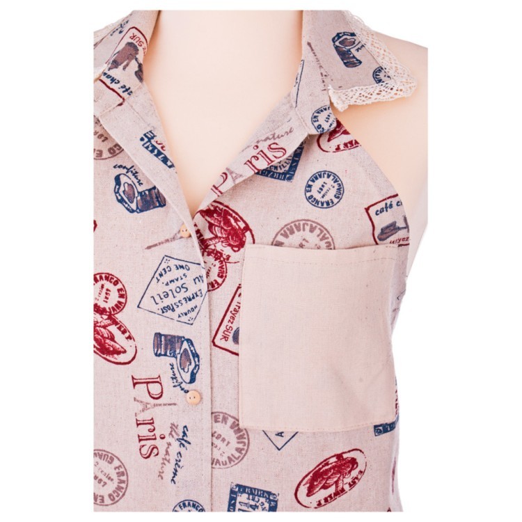 Фартук-рубашка , "париж", беж, кружево,100% х/б SANTALINO (850-843-75)