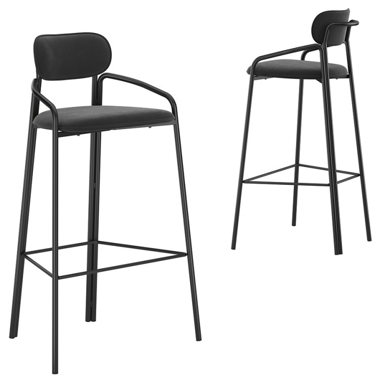 Набор из 2 барных стульев ror, round, велюр, черный/черный (74455)