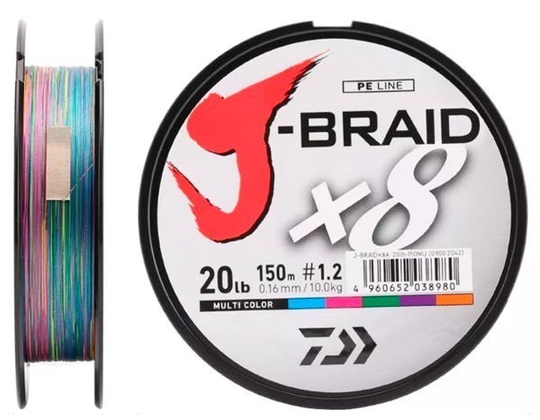Леска плетеная Daiwa J-Braid X8 300м 0,51мм (56кг) мультиколор (64070)
