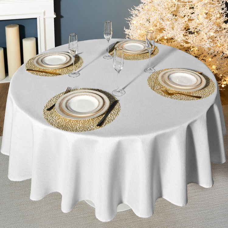 Скатерть  d190 cm круглая, "феерия. серебро", цвет: белый, tm lefard, полиэстер 100% Lefard (986-004-25)