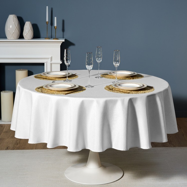 Скатерть  d190 cm круглая, "феерия. серебро", цвет: белый, tm lefard, полиэстер 100% Lefard (986-004-25)