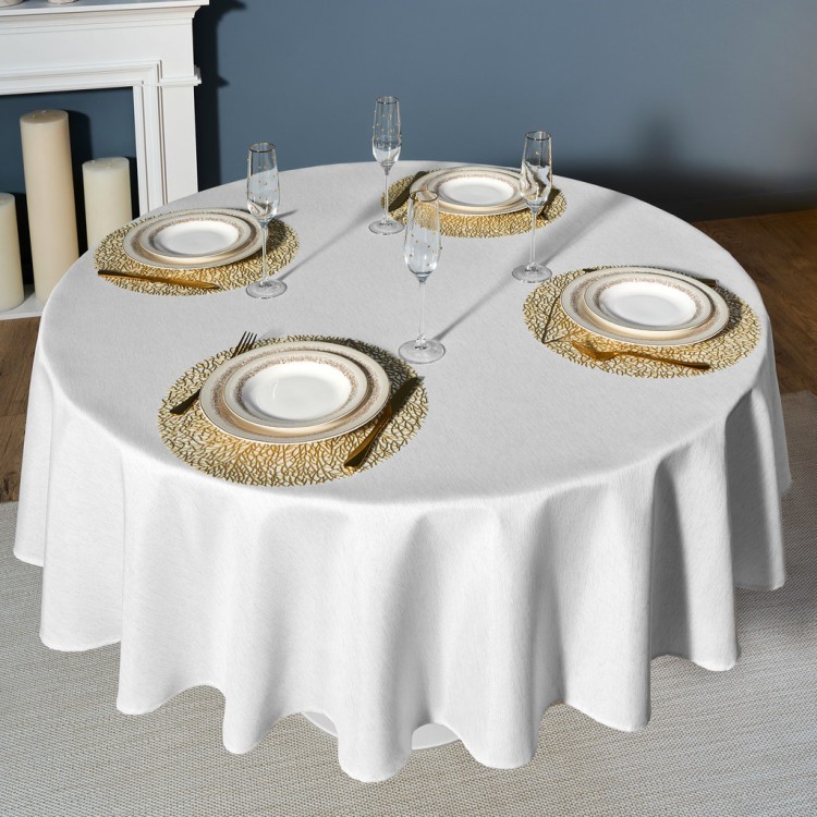 Скатерть  d190 cm круглая, "феерия. серебро", цвет: белый, tm lefard, полиэстер 100% Lefard (986-004-25)