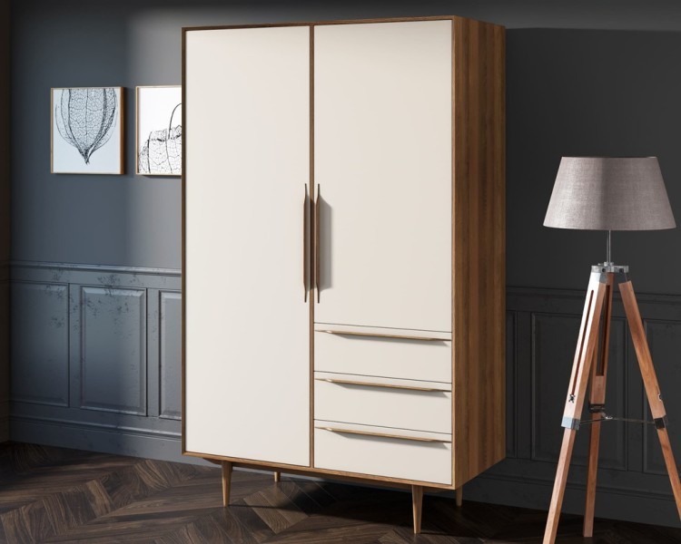 Шкаф в скандинавском стиле Bruni white с ящиками арт BR27WH BR27WH-ET