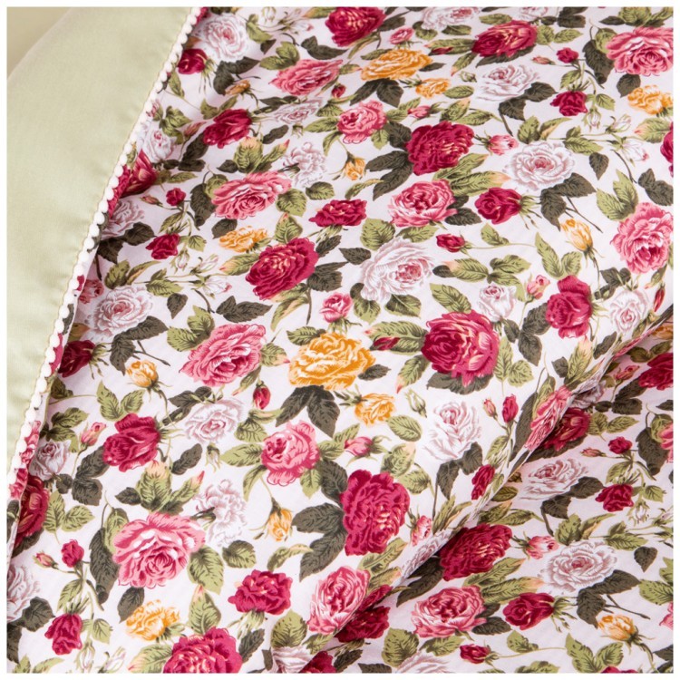 Кпб 1,5 спальный "розовый сад",зел+цв, 100% х\б, сатин+сорочка SANTALINO (984-904)