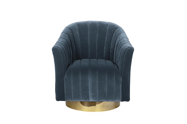 Кресло вращающееся велюр голубой 77*76*83см (TT-00004786)