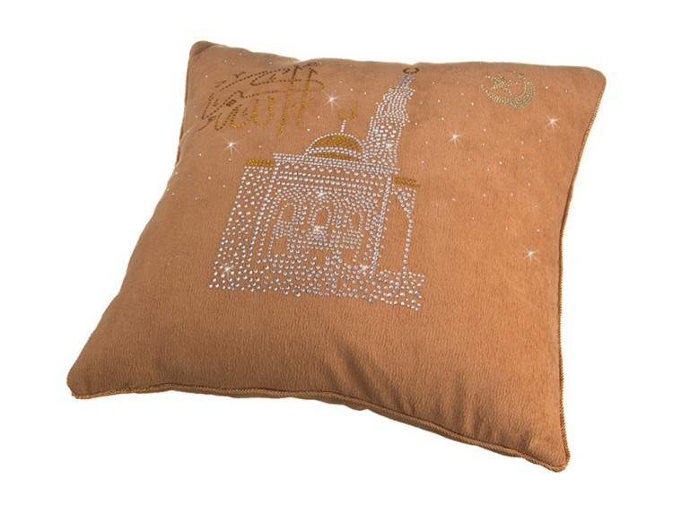 Подушка декоративная 50*50 "арабская ночь", стразы, бархат, х/ф, коричневая (703-393-5) 