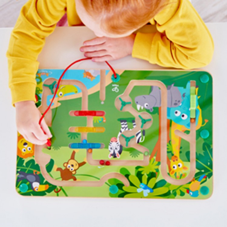 Детский магнитный лабиринт с шариком  "Джунгли", учим цвета и животных (E1714_HP)