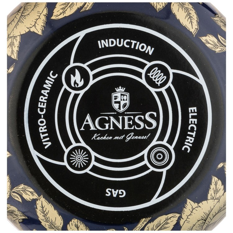 Кастрюля agness эмалированная с крышкой, серия ренессанс 7,5л, диа.26см подходит для индукцион.плит Agness (950-181)