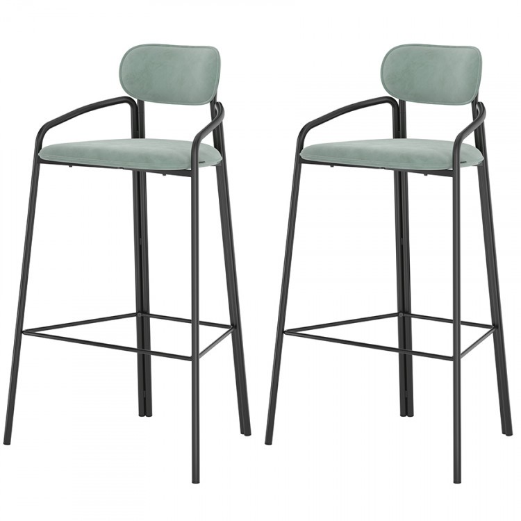 Набор из 2 барных стульев ror, round, велюр, черный/светло-бирюзовый (74456)