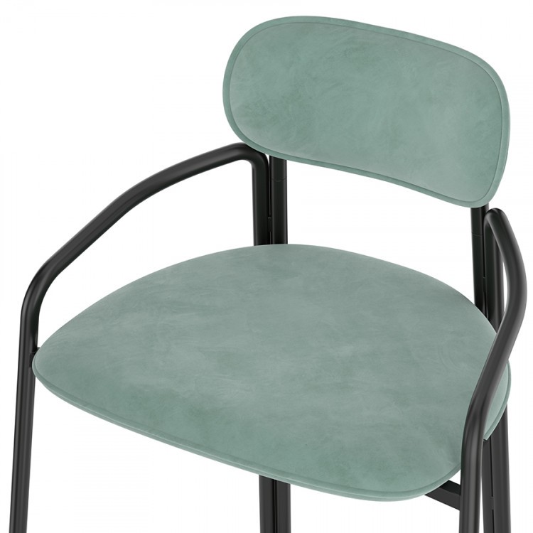 Набор из 2 барных стульев ror, round, велюр, черный/светло-бирюзовый (74456)