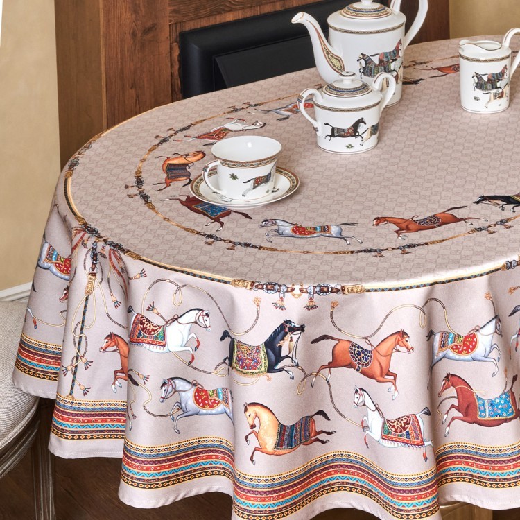 Скатерть овальная "passage"160х220см ,капучино, 100% хлопок,твил, пропитка Lefard (850-760-41)