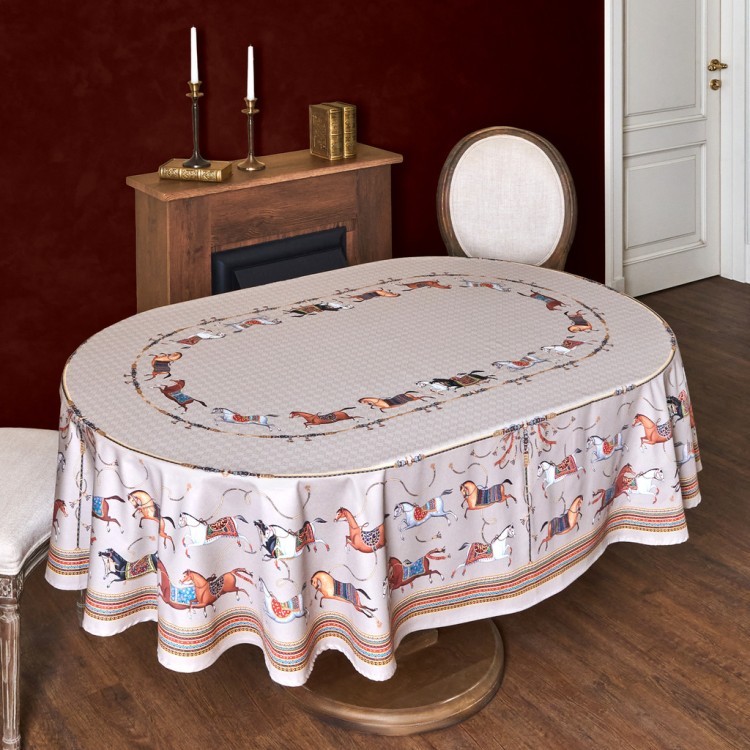 Скатерть овальная "passage"160х220см ,капучино, 100% хлопок,твил, пропитка Lefard (850-760-41)