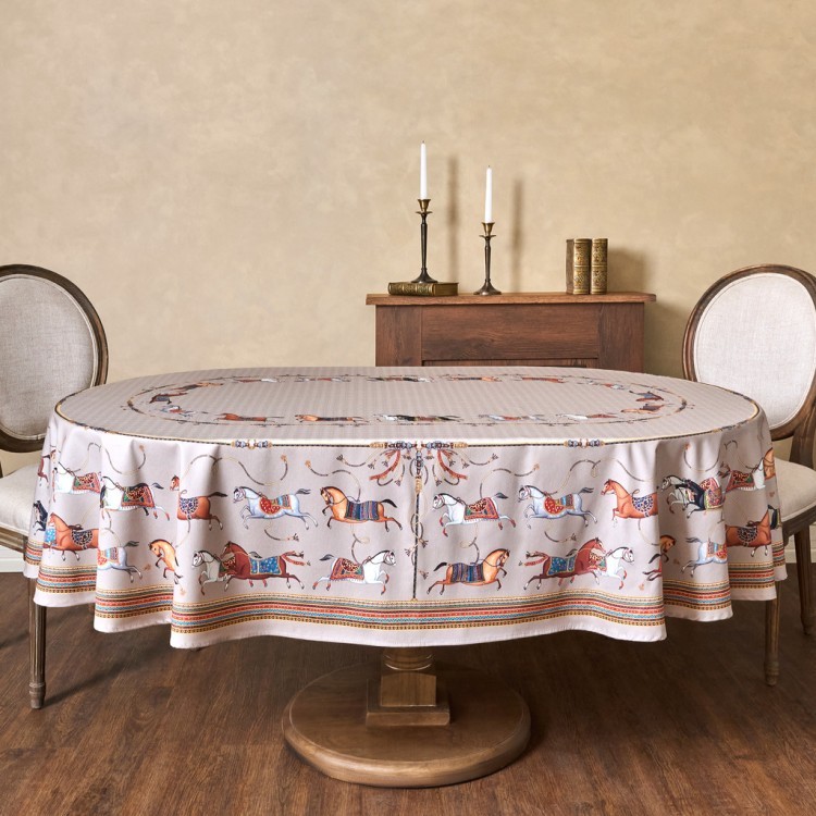 Скатерть овальная "passage"160х220см ,капучино, 100% хлопок,твил, пропитка Lefard (850-760-41)