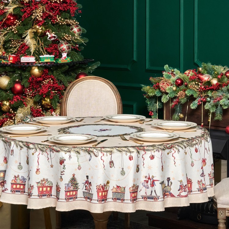 Скатерть  d185 cm круглая, "щелкунчик" цвет: бежевый, tm lefard, полиэстер 100% Lefard (986-002-25)