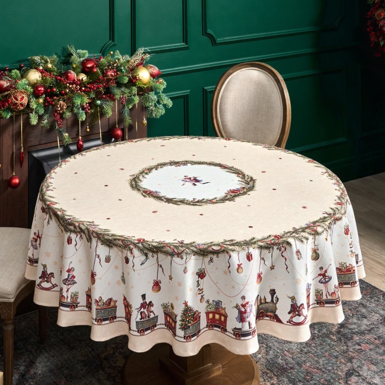 Скатерть  d185 cm круглая, "щелкунчик" цвет: бежевый, tm lefard, полиэстер 100% Lefard (986-002-25)