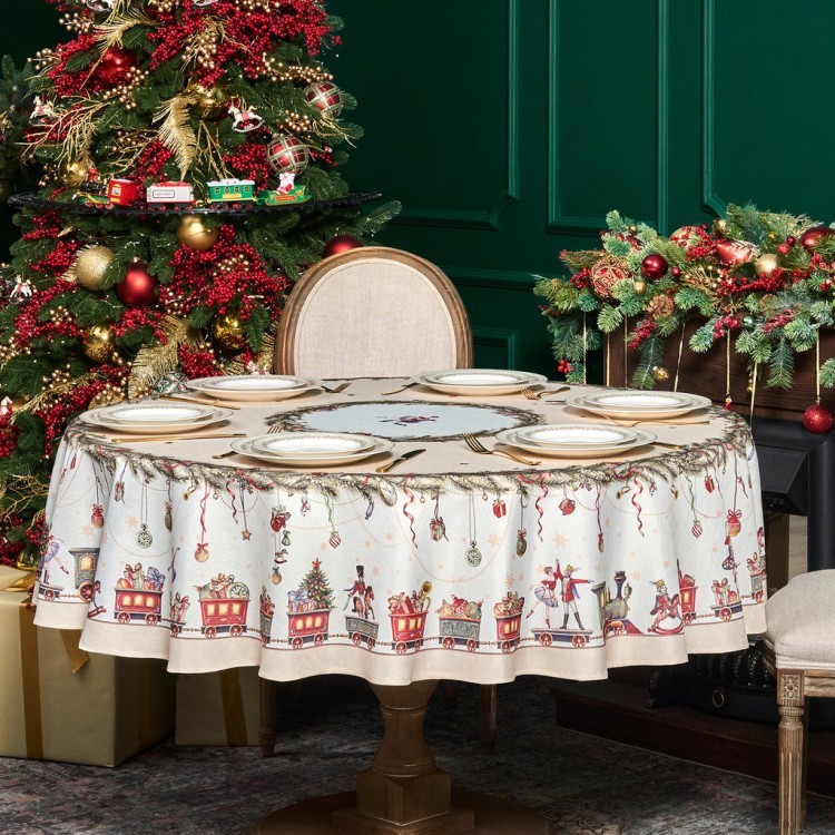 Скатерть  d185 cm круглая, "щелкунчик" цвет: бежевый, tm lefard, полиэстер 100% Lefard (986-002-25)