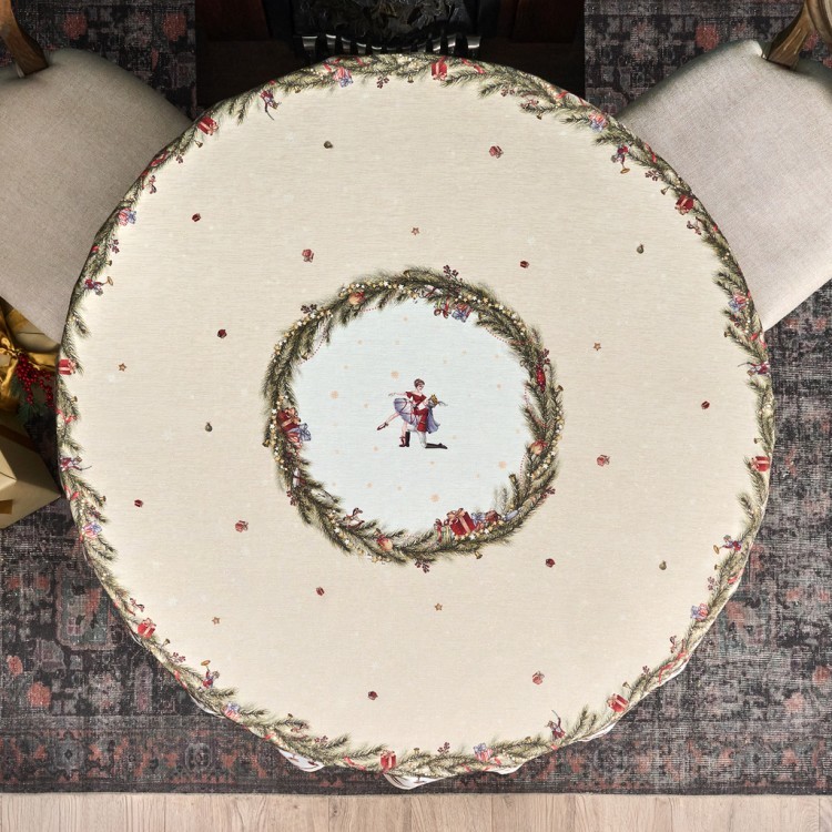 Скатерть  d185 cm круглая, "щелкунчик" цвет: бежевый, tm lefard, полиэстер 100% Lefard (986-002-25)