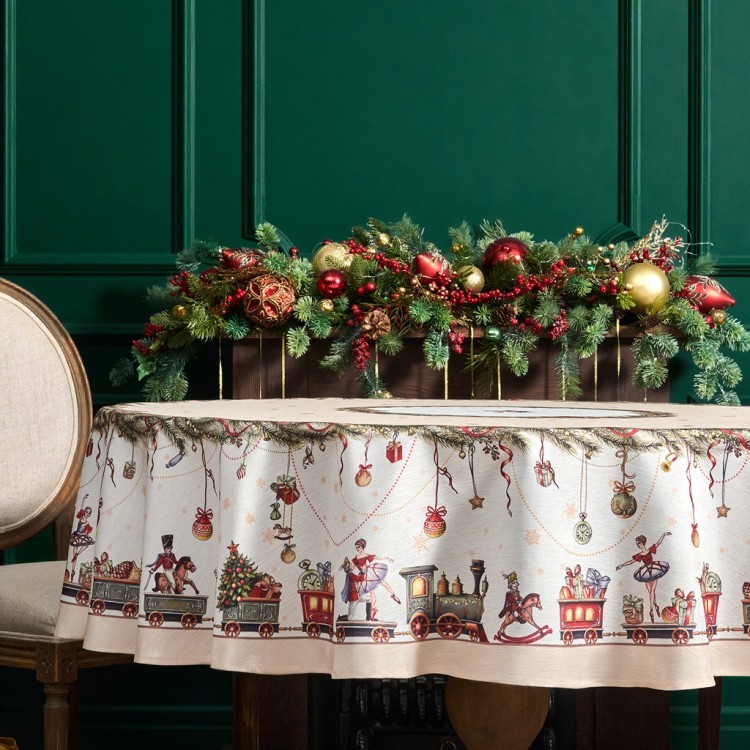 Скатерть  d185 cm круглая, "щелкунчик" цвет: бежевый, tm lefard, полиэстер 100% Lefard (986-002-25)