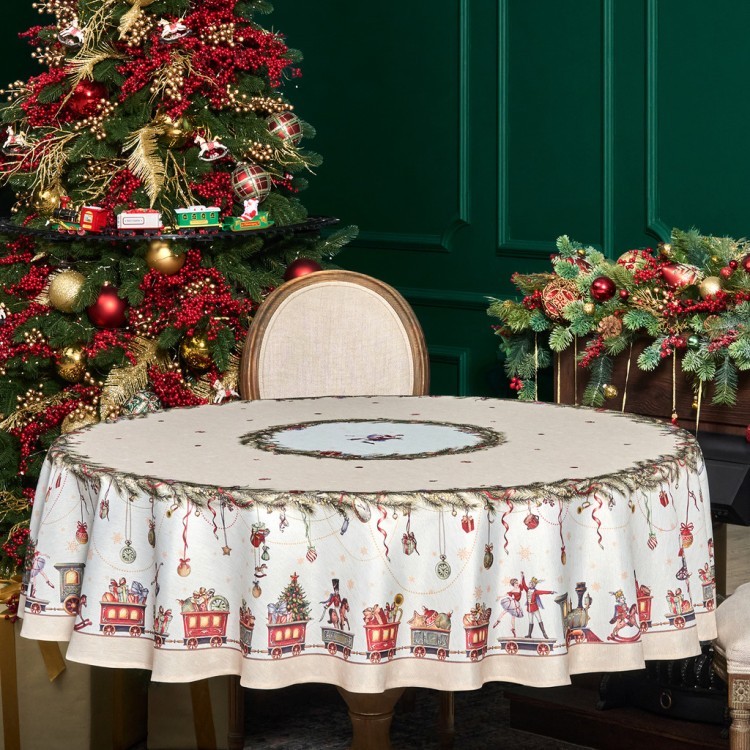 Скатерть  d185 cm круглая, "щелкунчик" цвет: бежевый, tm lefard, полиэстер 100% Lefard (986-002-25)