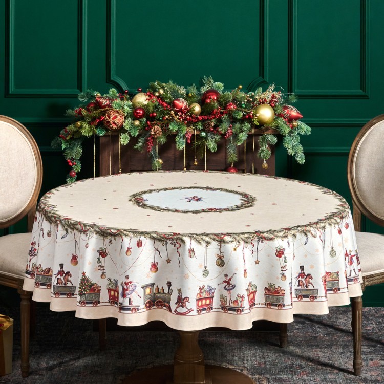 Скатерть  d185 cm круглая, "щелкунчик" цвет: бежевый, tm lefard, полиэстер 100% Lefard (986-002-25)