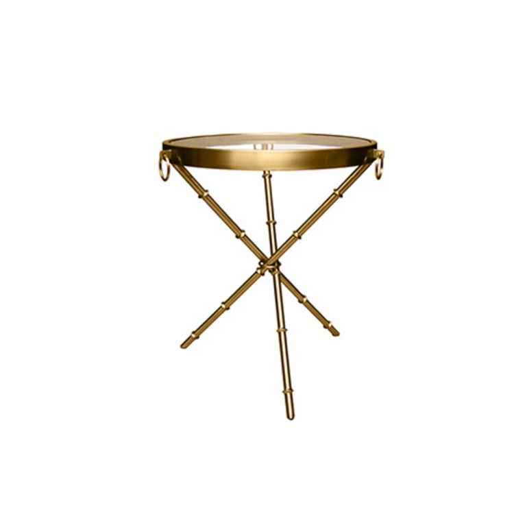 Стол приставной Z018931#A, 52, стекло, нержавеющая сталь, matte gold, ROOMERS FURNITURE