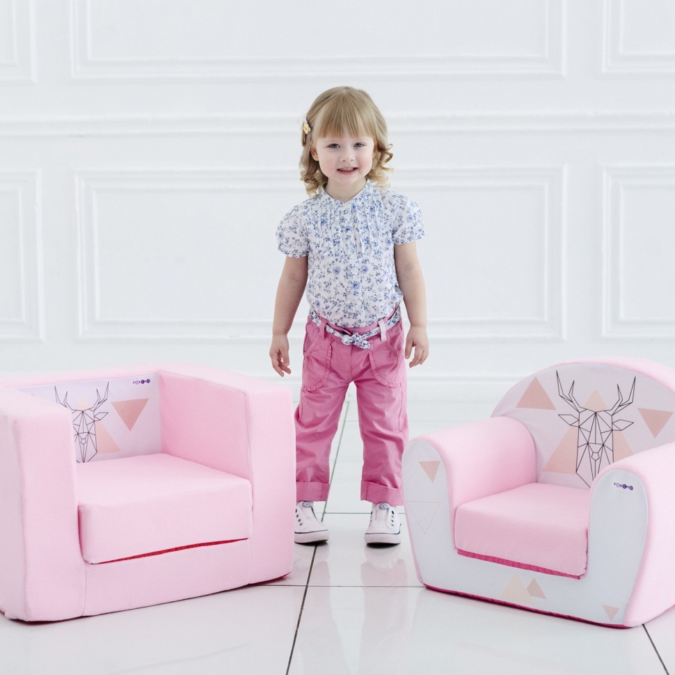 розовое мягкое кресло детское