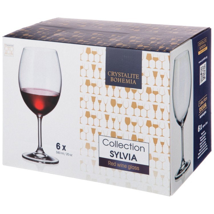 Набор бокалов для вина "klara/sylvia" из 6шт. 580мл высота 22 см CRYSTALITE (669-331)