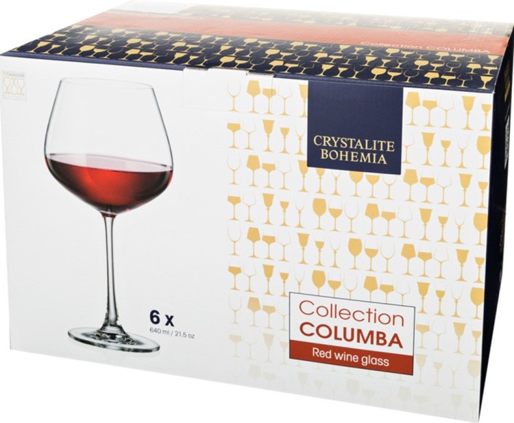 Набор бокалов для вина из 6 шт. "columba" 640 мл высота=23 см (кор=8набор.) CRYSTALITE (669-254)