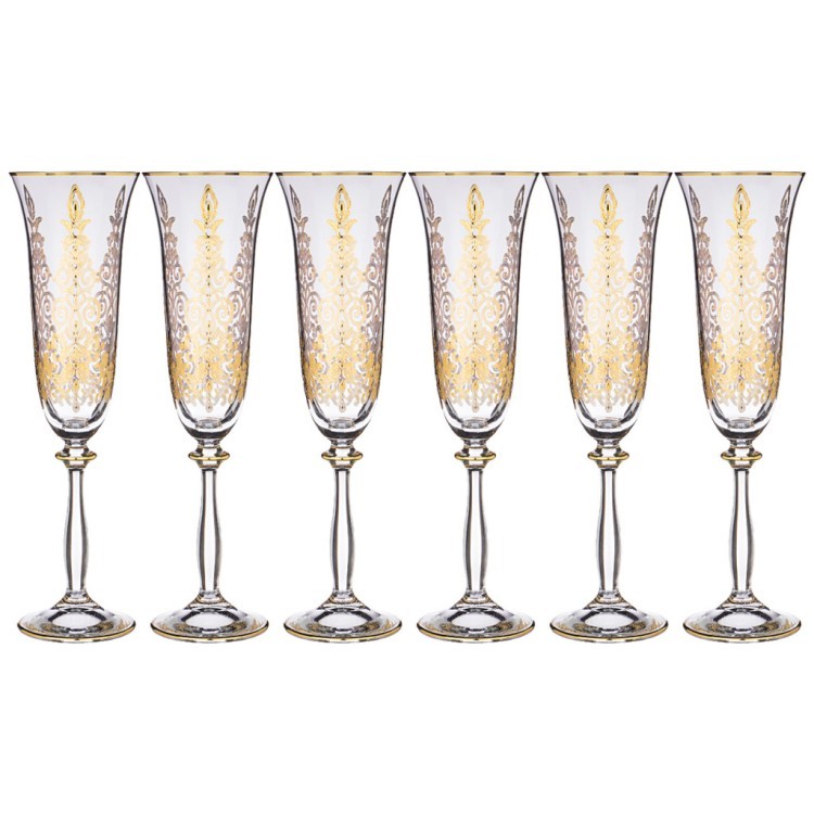 Набор бокалов для шампанского из 6 шт. "golden silk" 250 мл. высота=25 см. Combi (666-075)
