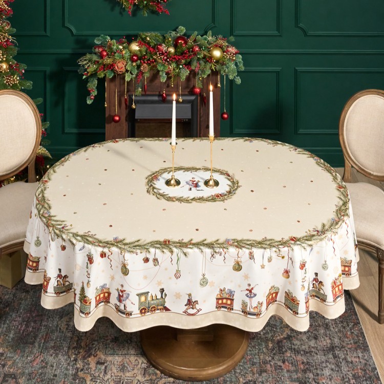 Скатерть  овальная  "щелкунчик" ,160х220см бежевый ,100% хлопок ,твил Lefard (850-757-41)