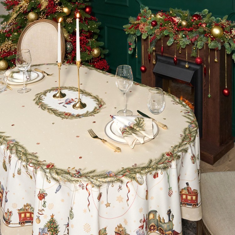 Скатерть  овальная  "щелкунчик" ,160х220см бежевый ,100% хлопок ,твил Lefard (850-757-41)