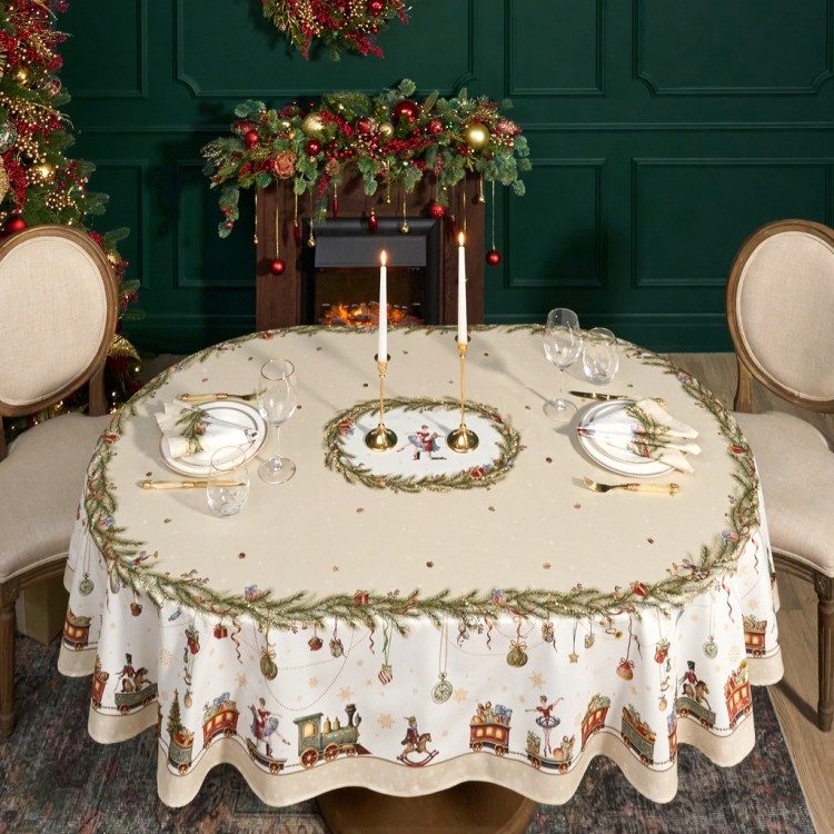 Скатерть  овальная  "щелкунчик" ,160х220см бежевый ,100% хлопок ,твил Lefard (850-757-41)