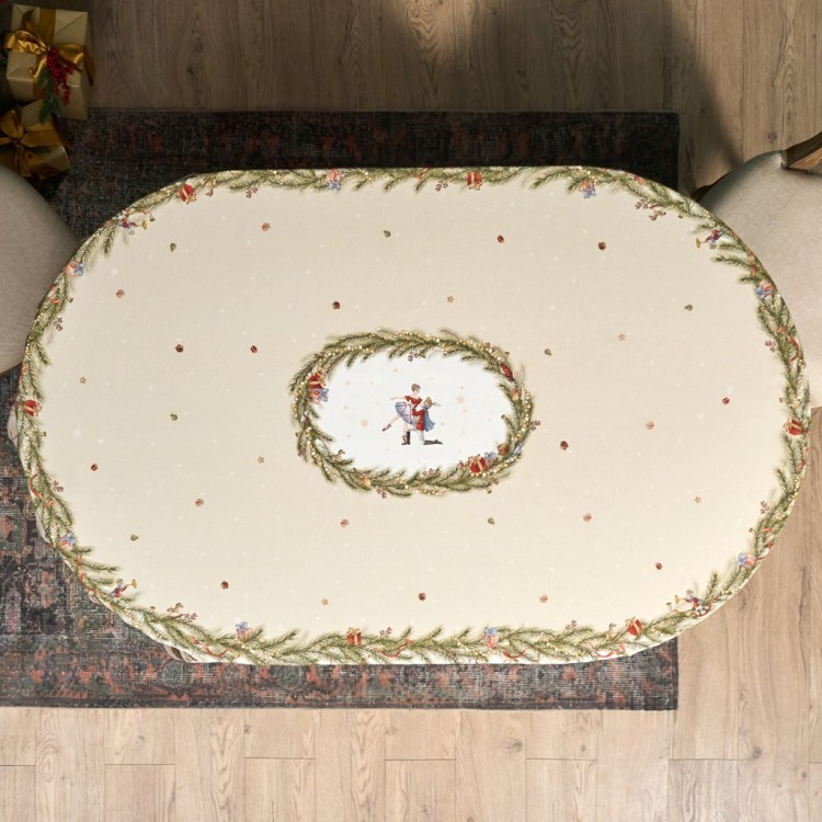 Скатерть  овальная  "щелкунчик" ,160х220см бежевый ,100% хлопок ,твил Lefard (850-757-41)