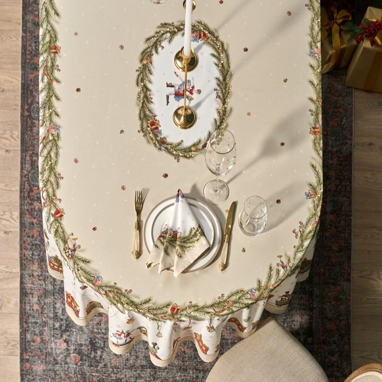 Скатерть  овальная  "щелкунчик" ,160х220см бежевый ,100% хлопок ,твил Lefard (850-757-41)