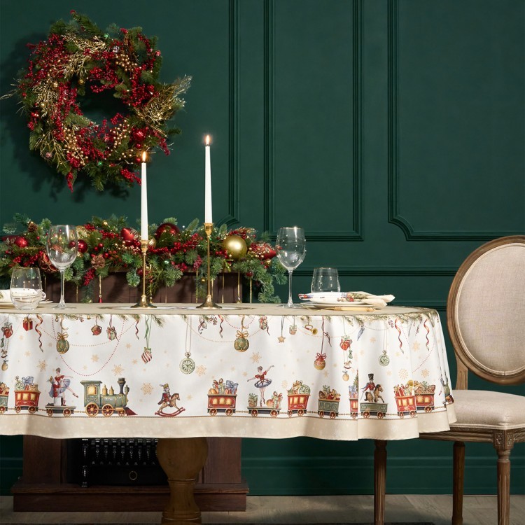 Скатерть  овальная  "щелкунчик" ,160х220см бежевый ,100% хлопок ,твил Lefard (850-757-41)