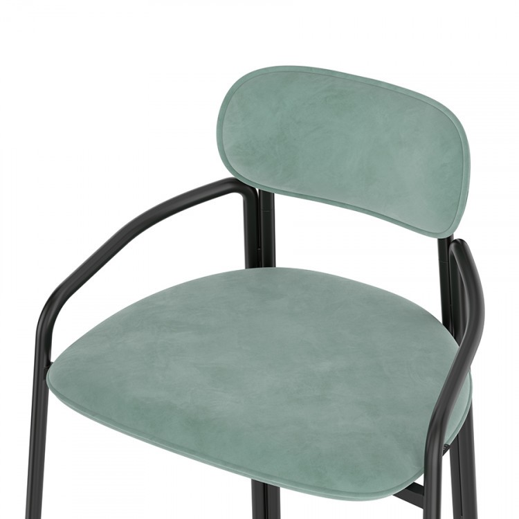 Набор из 2 полубарных стульев ror, round, велюр, черный/светло-бирюзовый (74457)