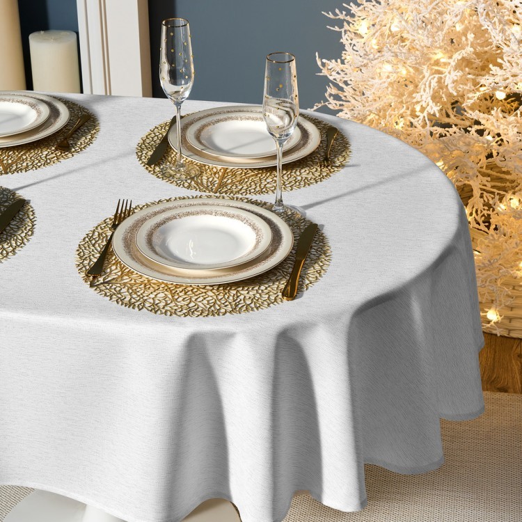 Скатерть  140х180 cm овальная, "феерия. серебро", цвет: белый, tm lefard, полиэстер 100% Lefard (986-004-27)