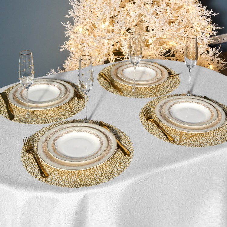 Скатерть  140х180 cm овальная, "феерия. серебро", цвет: белый, tm lefard, полиэстер 100% Lefard (986-004-27)