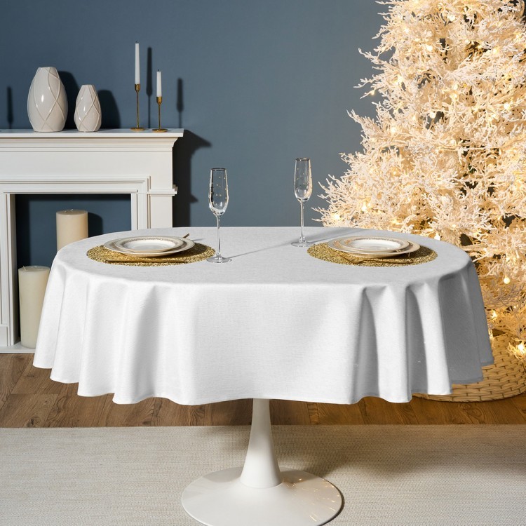 Скатерть  140х180 cm овальная, "феерия. серебро", цвет: белый, tm lefard, полиэстер 100% Lefard (986-004-27)