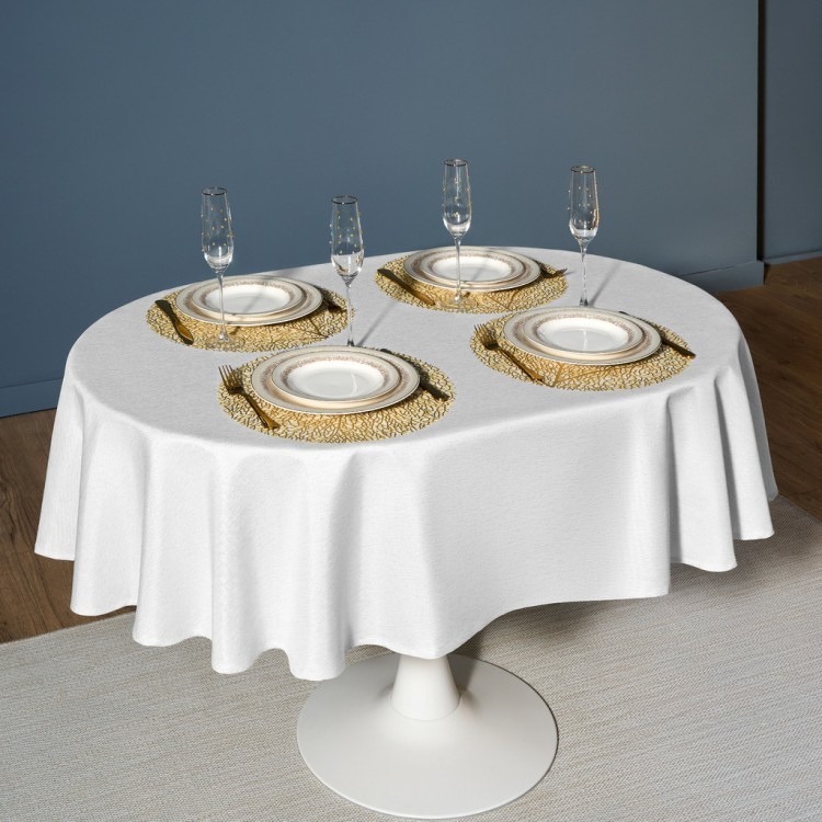 Скатерть  140х180 cm овальная, "феерия. серебро", цвет: белый, tm lefard, полиэстер 100% Lefard (986-004-27)