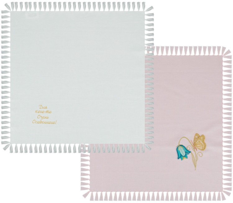 Комплект салфеток из 2-х шт "колокольчик"  40х40,, розовый+голубой,3d вышивка,100% х/б SANTALINO (850-122-6)