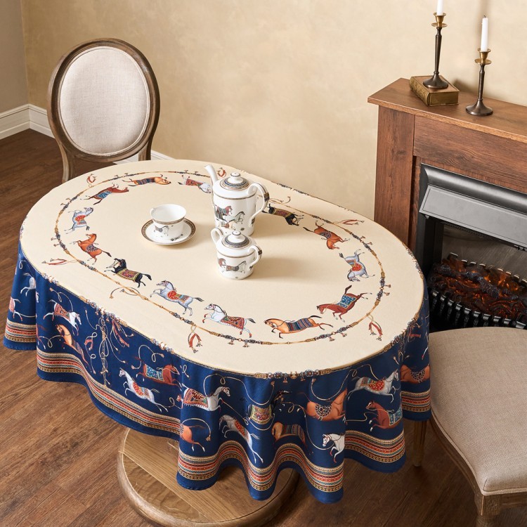 Скатерть овальная "passage"140х180см ,бежевый, 100% хлопок,твил, пропитка Lefard (850-758-4)