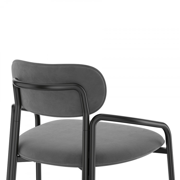 Набор из 2 полубарных стульев ror, round, велюр, черный/серый (74458)